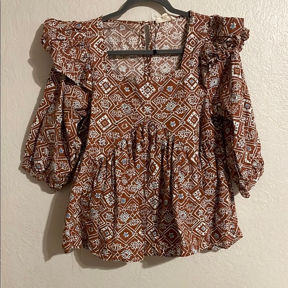 Bohemian Brown Patterned Women's Top by Entro - Picture 1 of 8